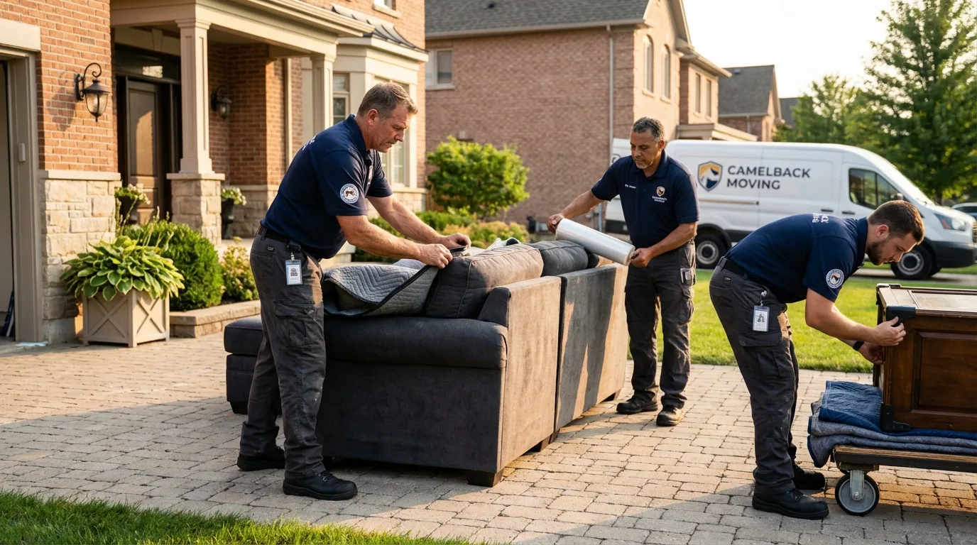 Large estate moving crew wrapping furniture in Lexington, NC